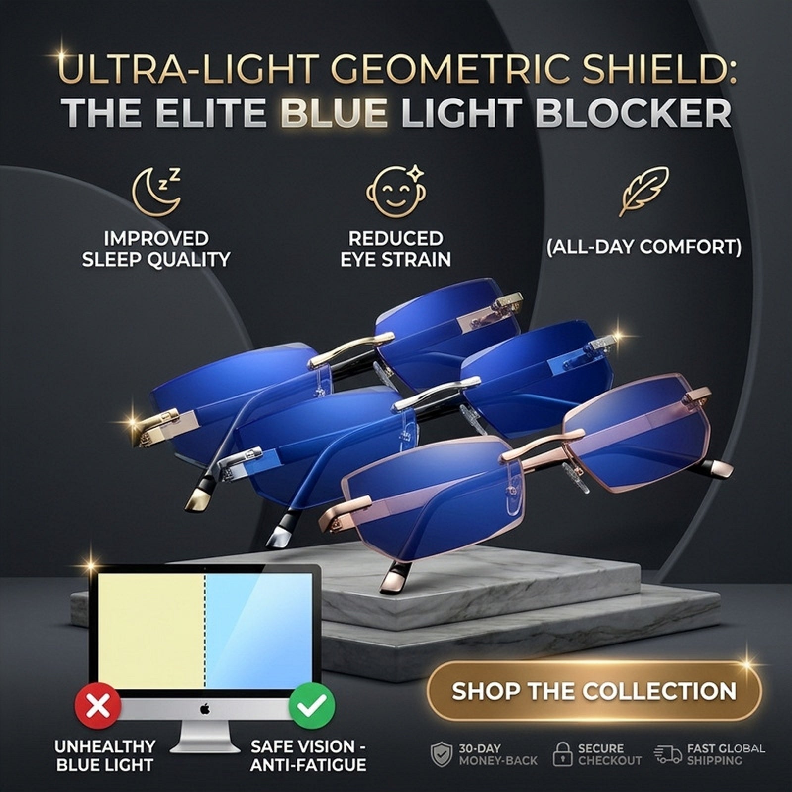 Intelligent Auto-Focus Zoom Glasses – Photochromic Rimless Eyewear