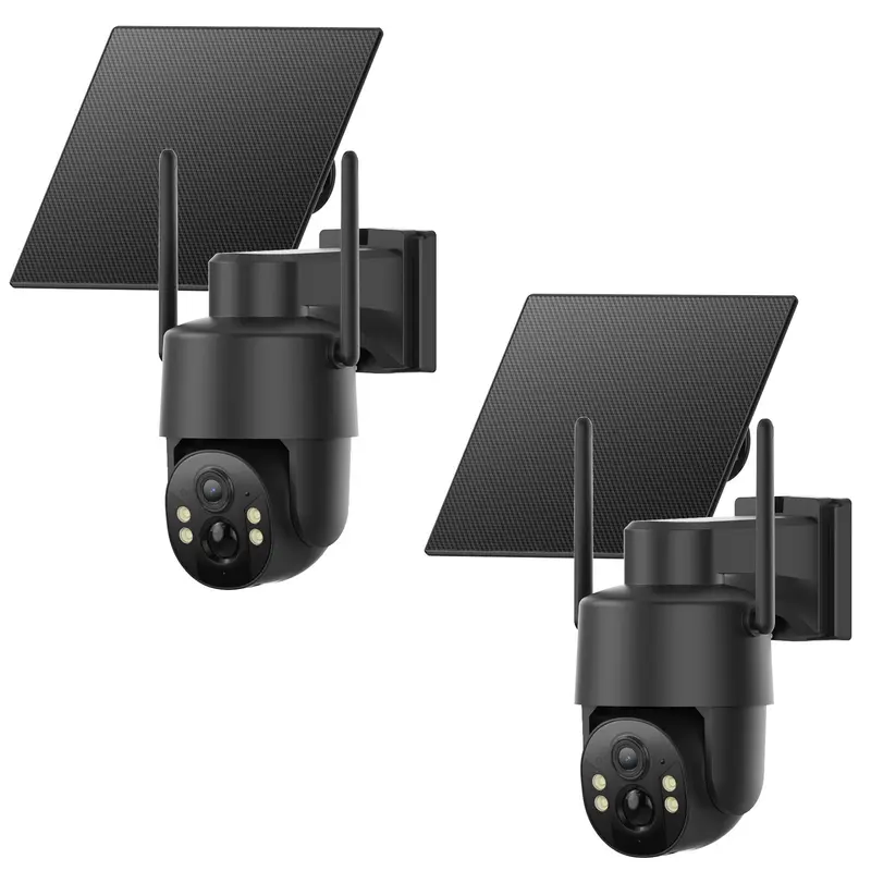 CB114S 4G LTE Solar Security Camera with 2K HD Live View - New Black, 2 Cameras