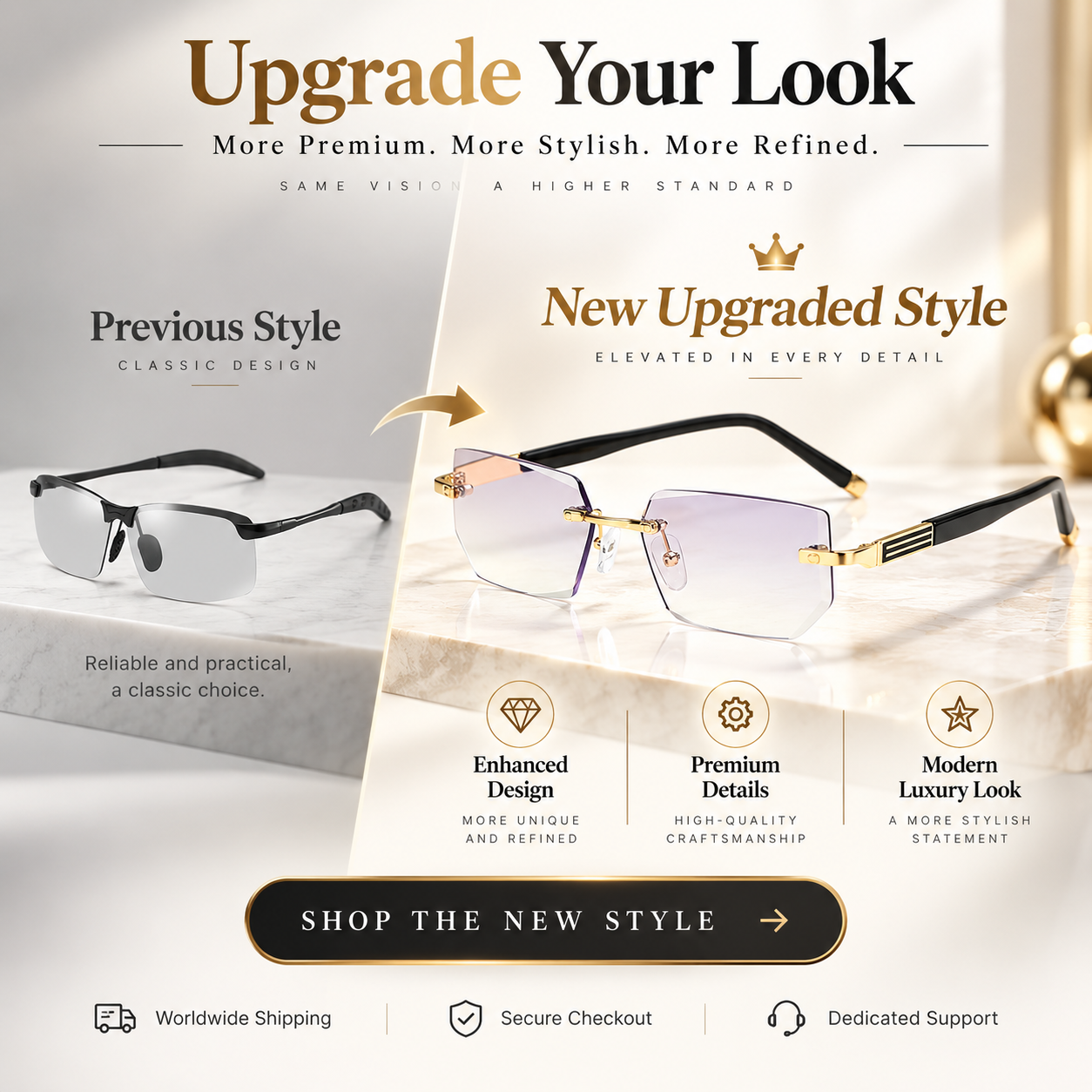 Intelligent Auto-Focus Zoom Glasses – Photochromic Rimless Eyewear