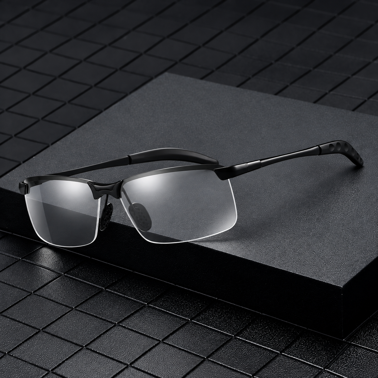 Intelligent Auto-Focus Zoom Glasses – Photochromic Rimless Eyewear
