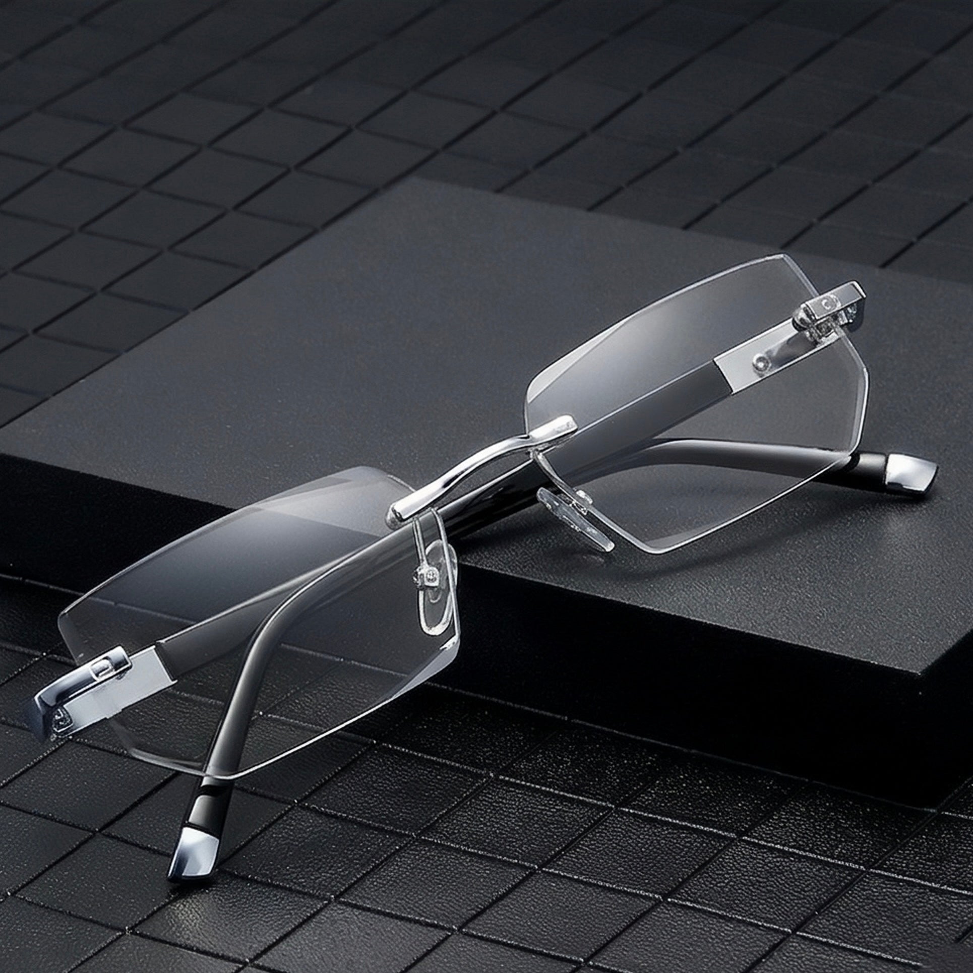 Intelligent Auto-Focus Zoom Glasses – Photochromic Rimless Eyewear