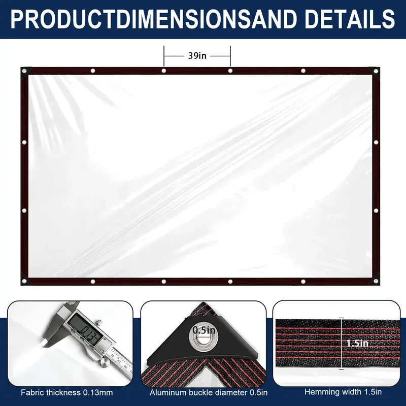 10 × 13 FT Clear Waterproof PE Tarp with Metal Grommets