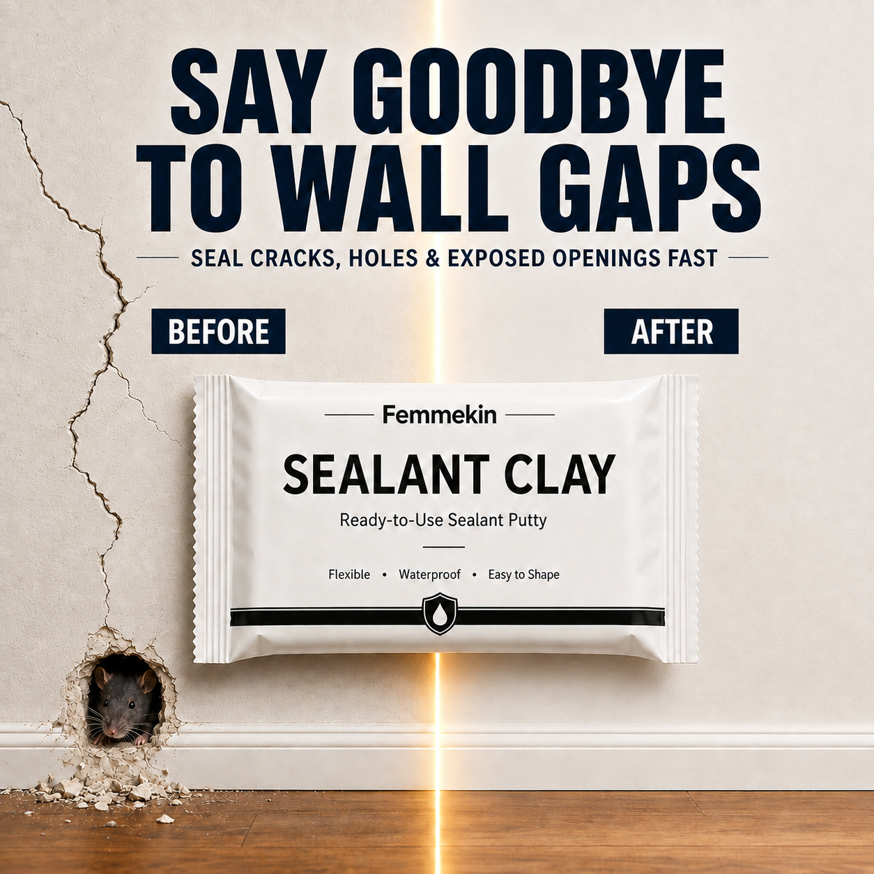 White multi-purpose wall and pipe sealing clay