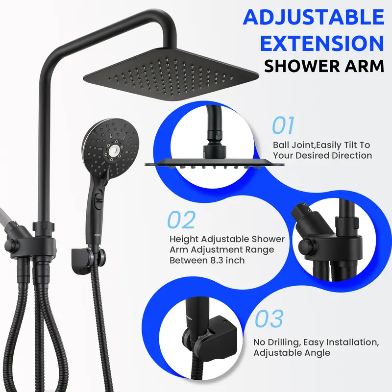 RYAMEN 8-Inch Dual Shower Head Combo with Handheld product gallery
