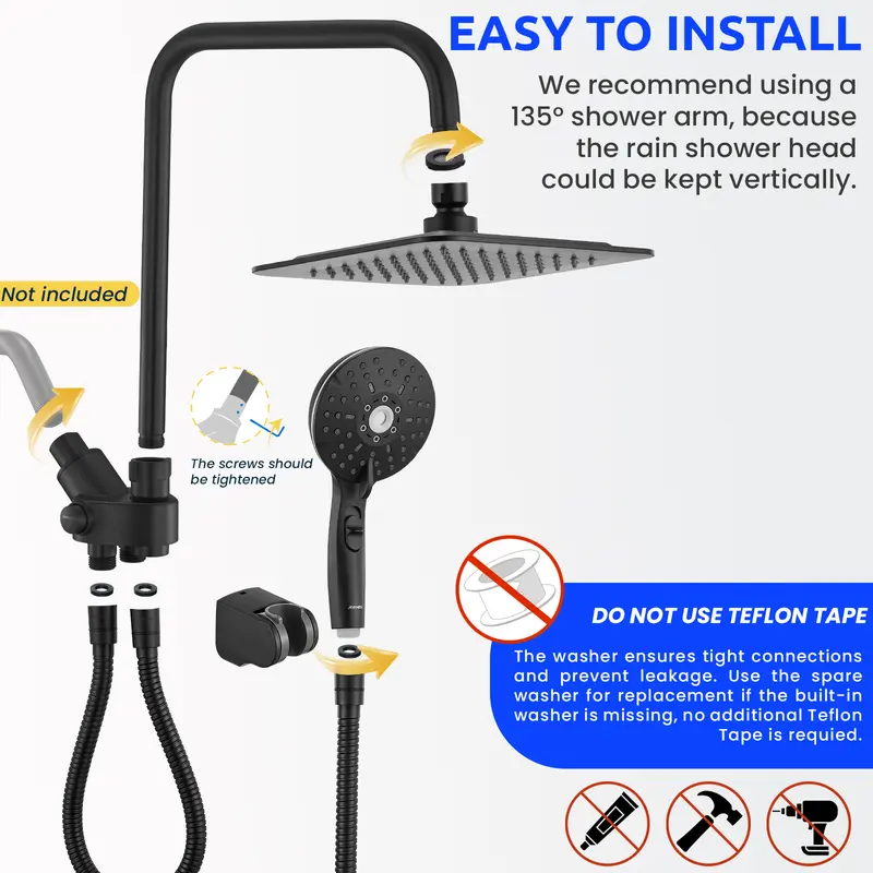 RYAMEN 8-Inch Dual Shower Head Combo with Handheld product gallery