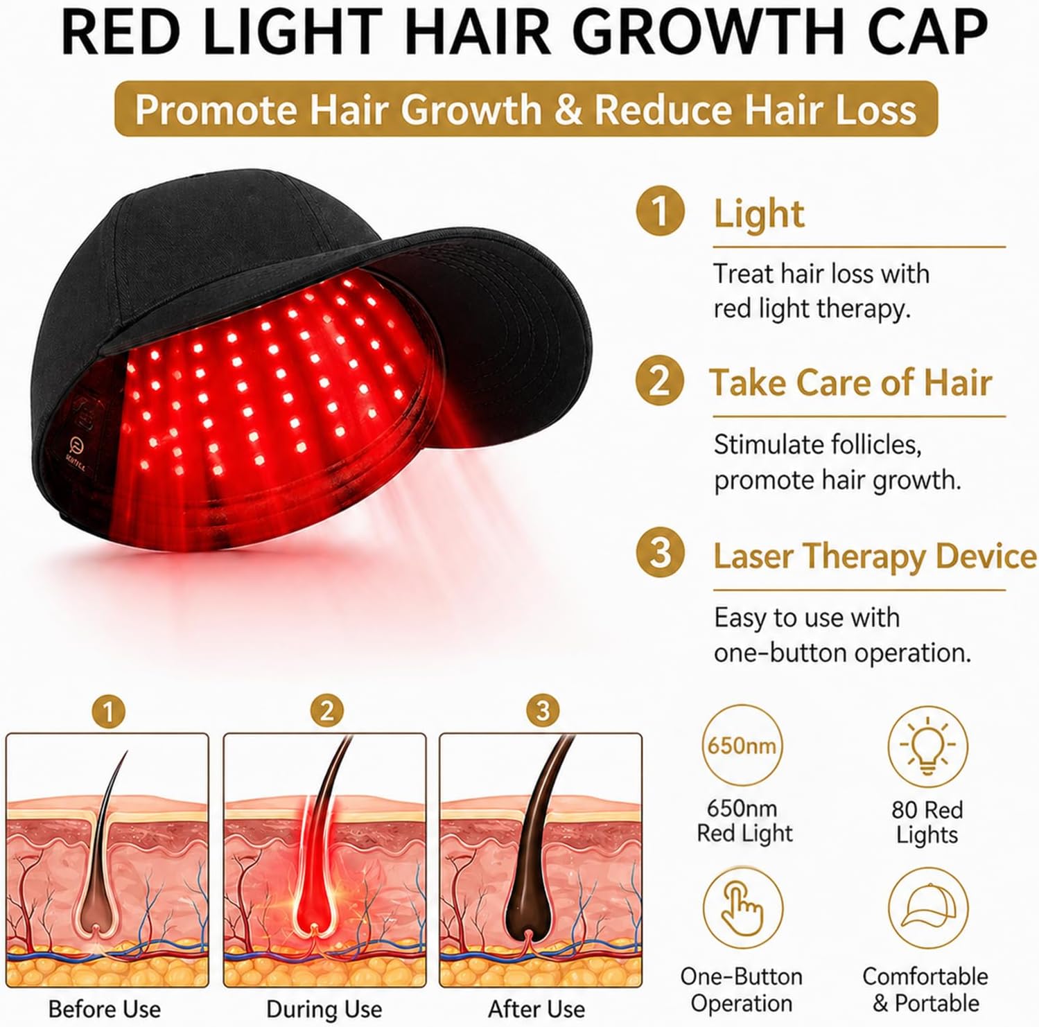 Red light scalp care cap detail 1