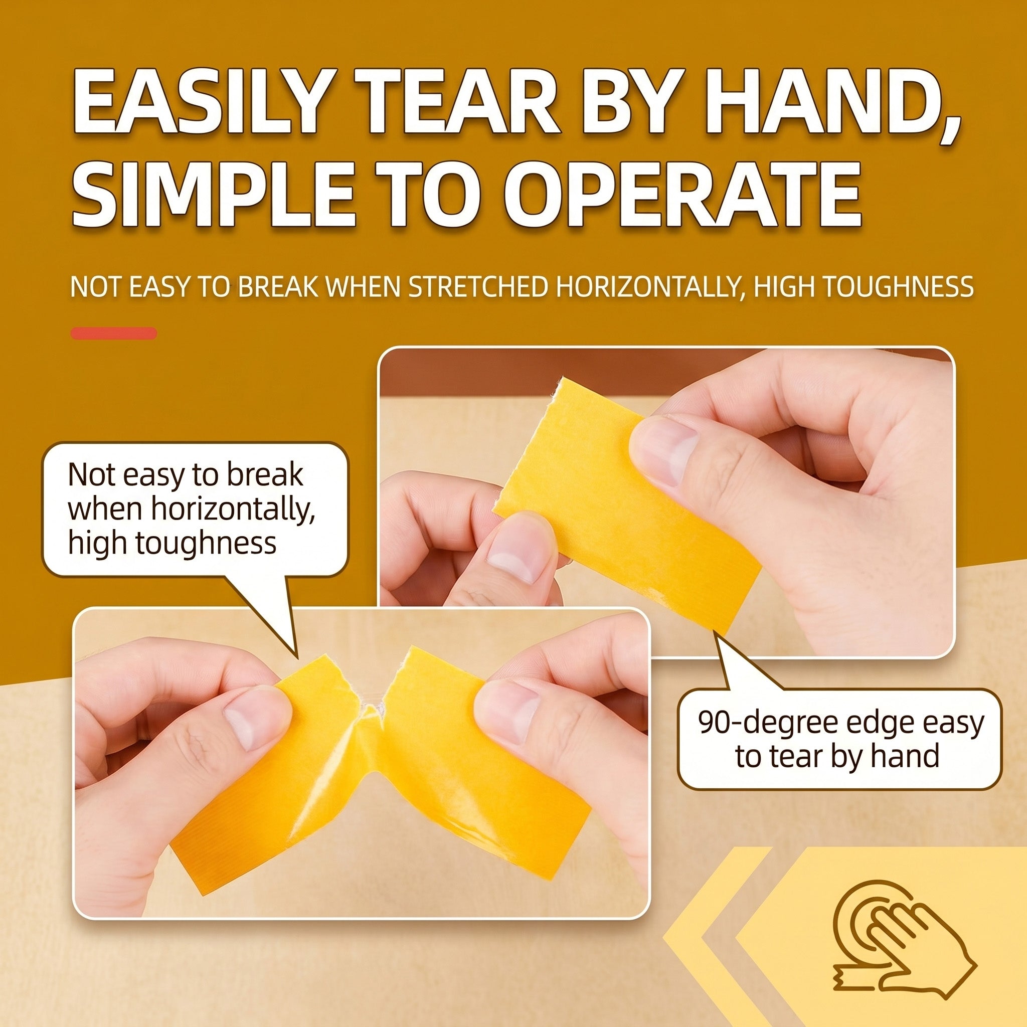 Heavy-duty yellow double-sided woven mesh tape roll – view 5