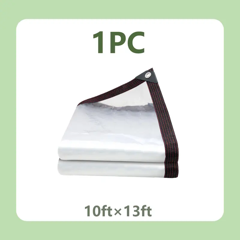 10 × 13 FT Clear Waterproof PE Tarp with Metal Grommets