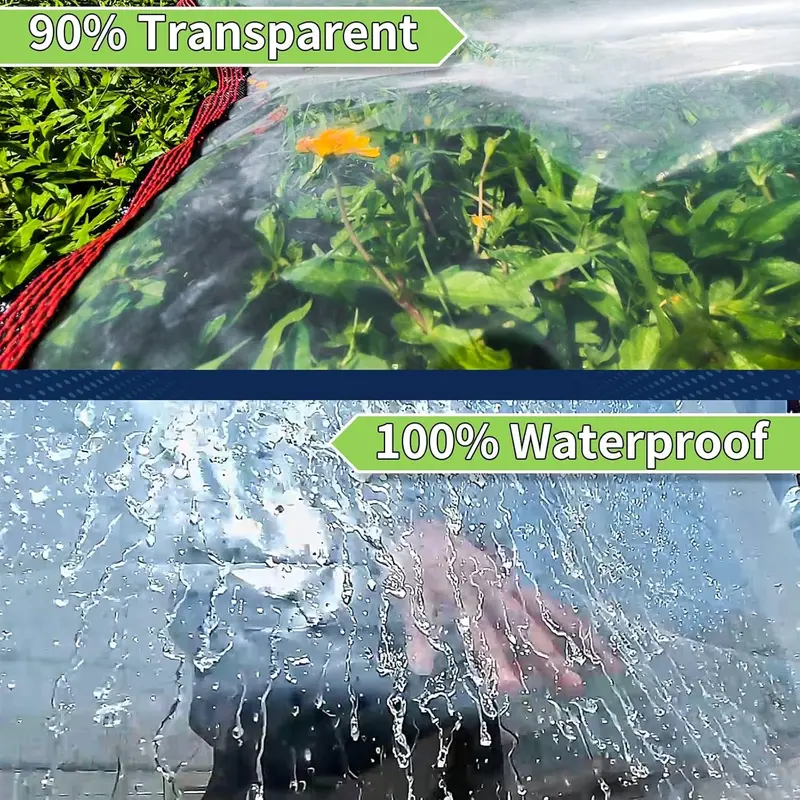10 × 13 FT Clear Waterproof PE Tarp with Metal Grommets