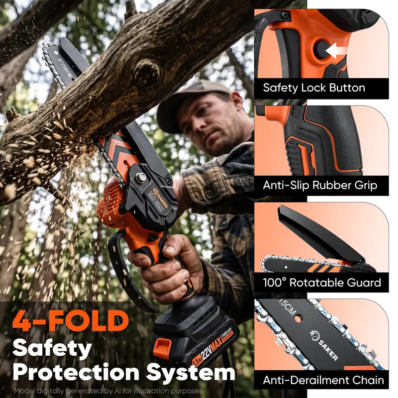 Saker cordless mini chainsaw detail 7