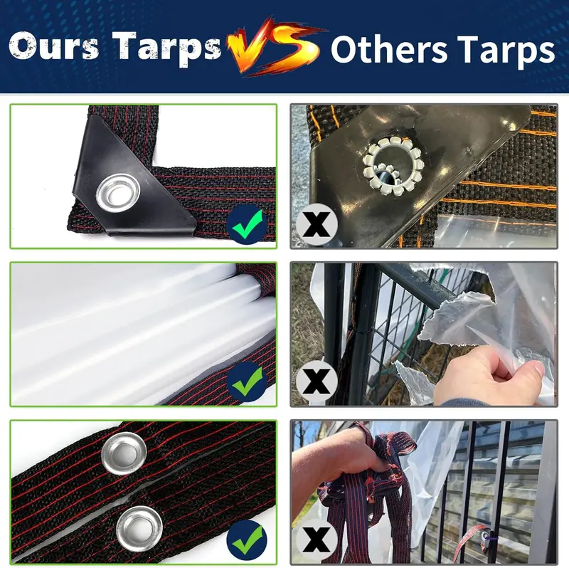 10 × 13 FT Clear Waterproof PE Tarp with Metal Grommets