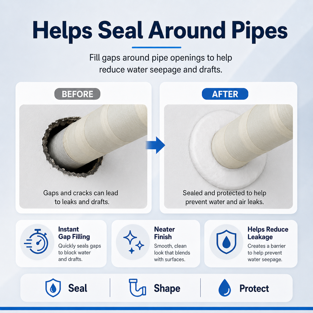 White multi-purpose wall and pipe sealing clay – view 3