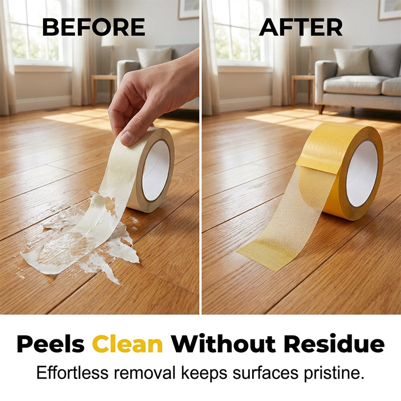 Heavy-duty yellow double-sided woven mesh tape roll – detail 3