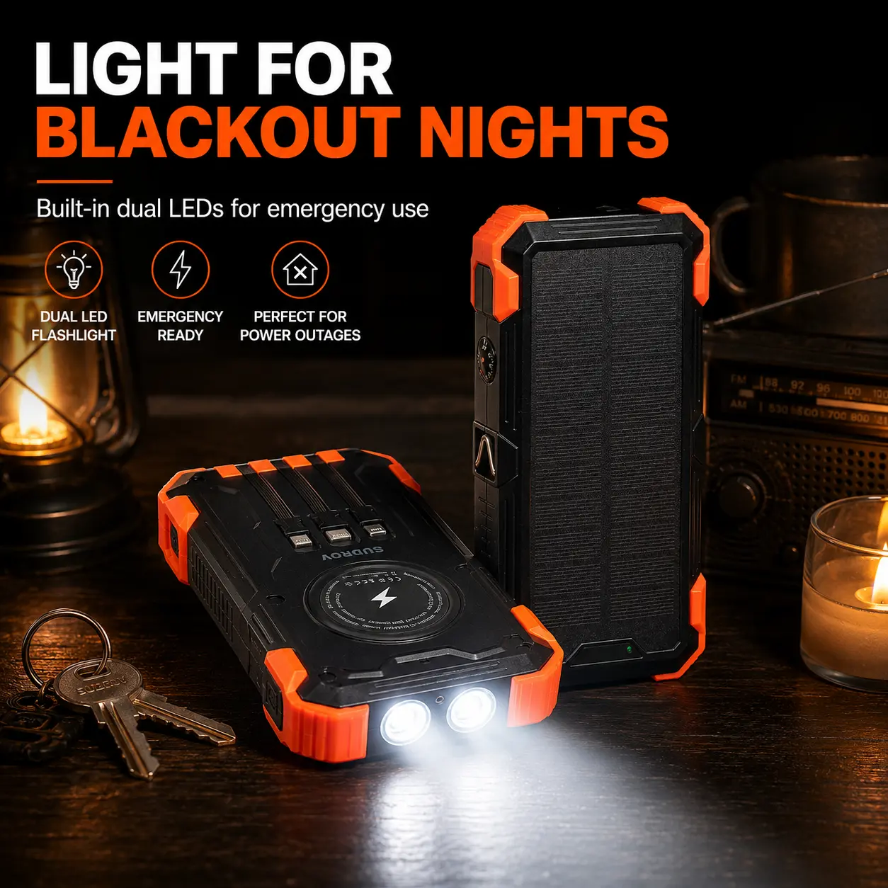Sudrov 42800mAh Solar Power Bank with Wireless Charging