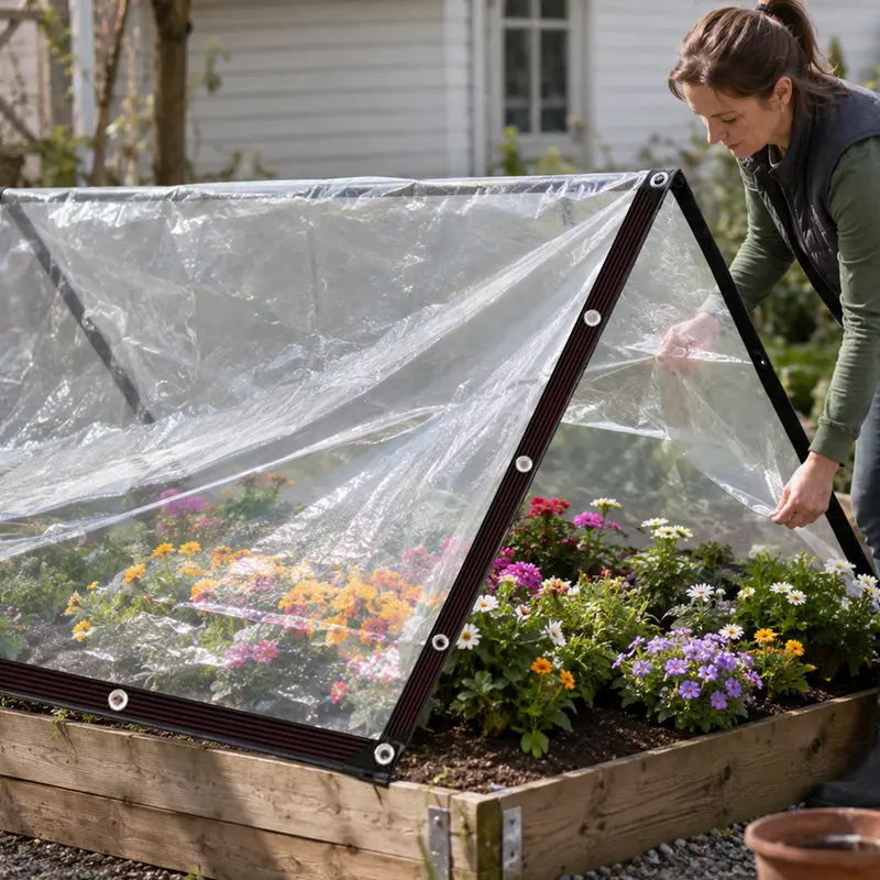10 × 13 FT Clear Waterproof PE Tarp with Metal Grommets