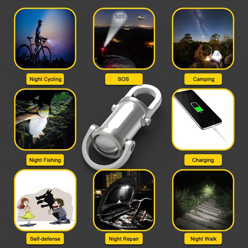 1200 lumen rechargeable mini keychain flashlight – view 5