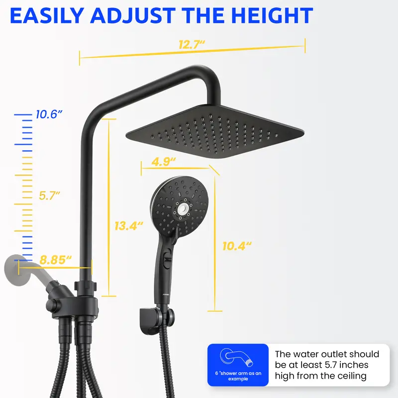 RYAMEN 8-Inch Dual Shower Head Combo with Handheld product gallery