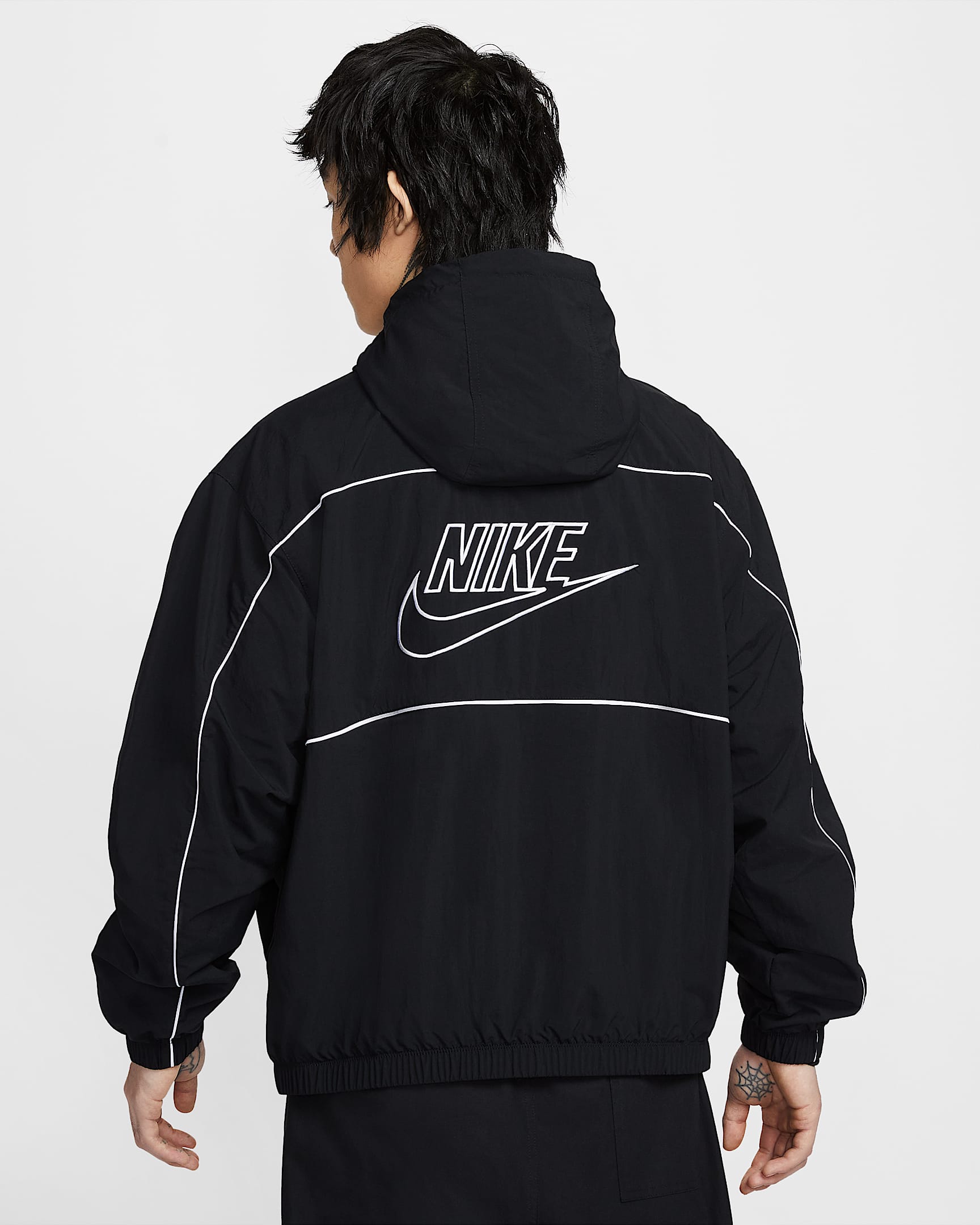 나이키 클럽 남성 후드 재킷 - 블랙/화이트/화이트
