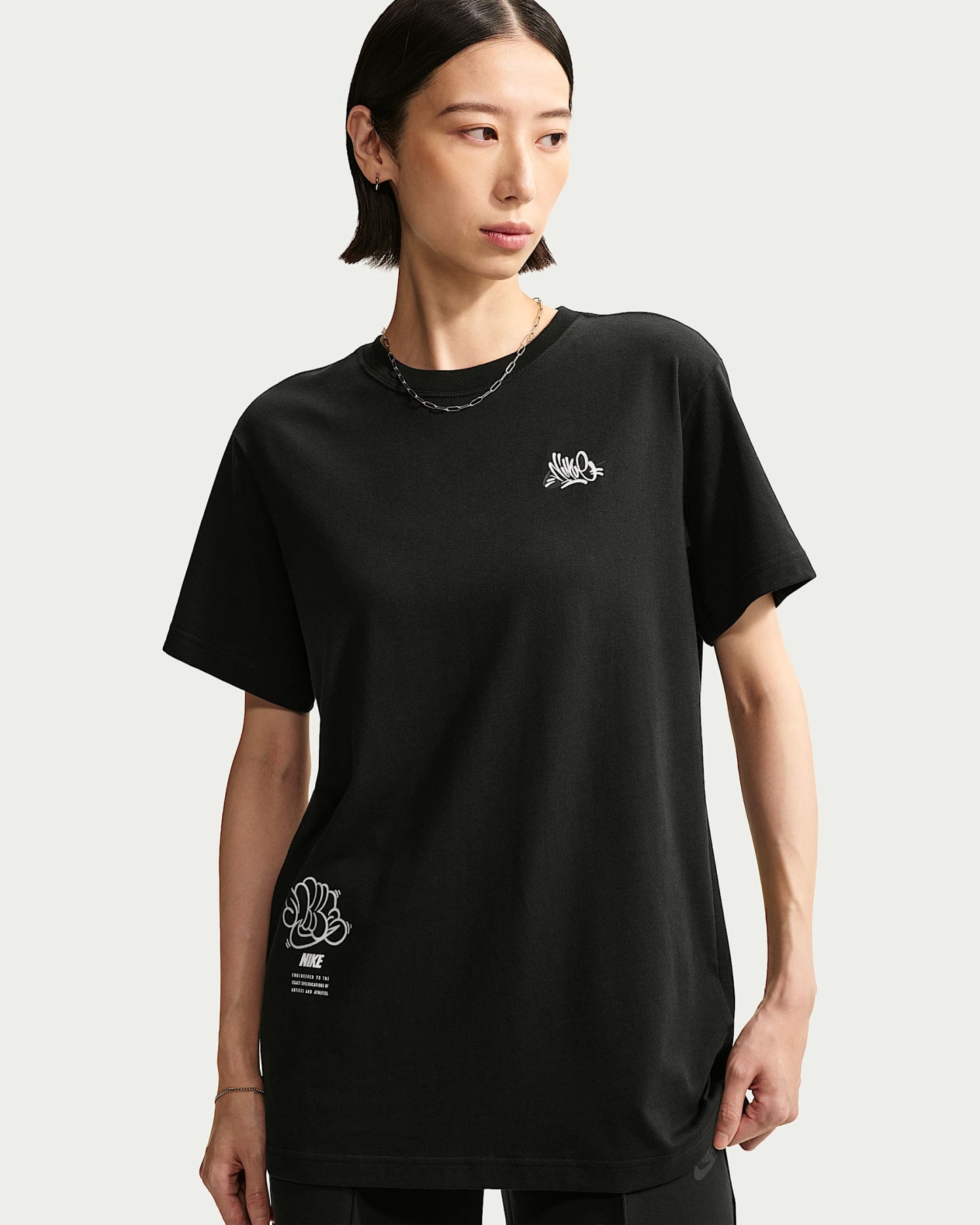 나이키 스포츠웨어 클래식 여성 오버사이즈 티셔츠 - 블랙