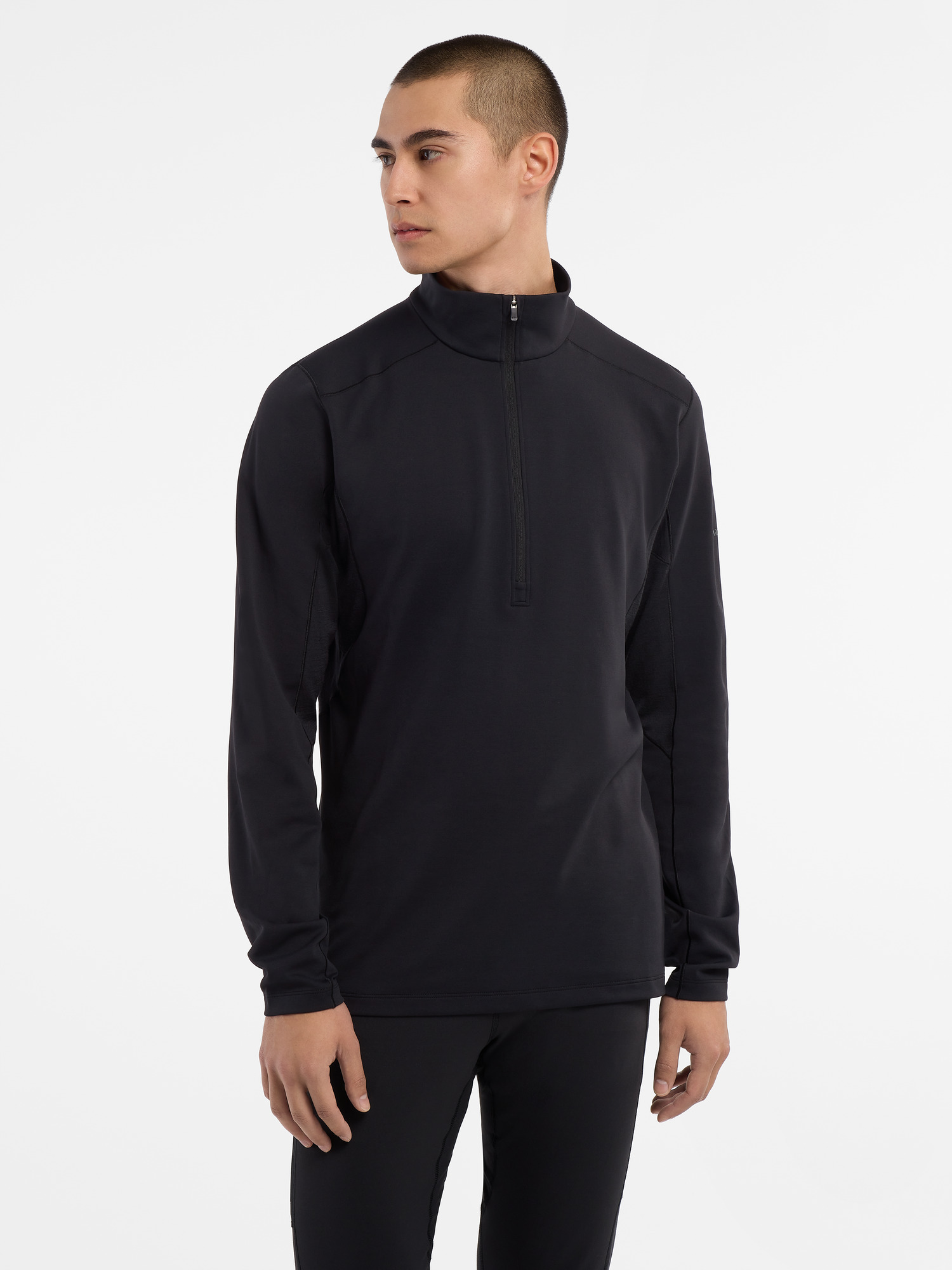 [FW23] 로 하이브리드 1/2 짚 남성 - BLACK - 1