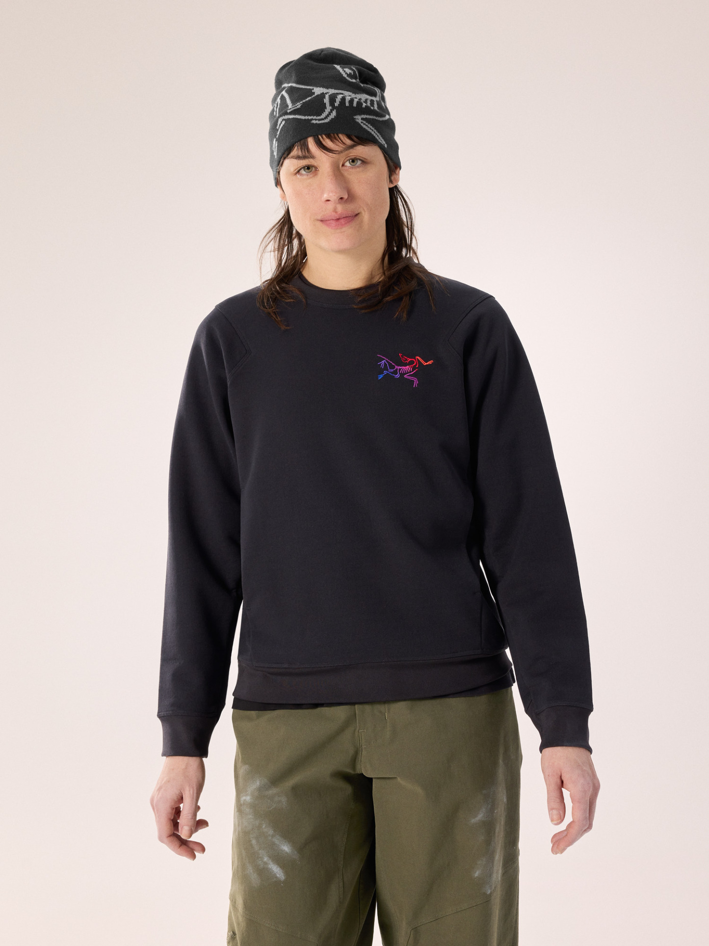 아에스타스 크루 넥 풀오버 여성 - BLACK/MULTI - 1