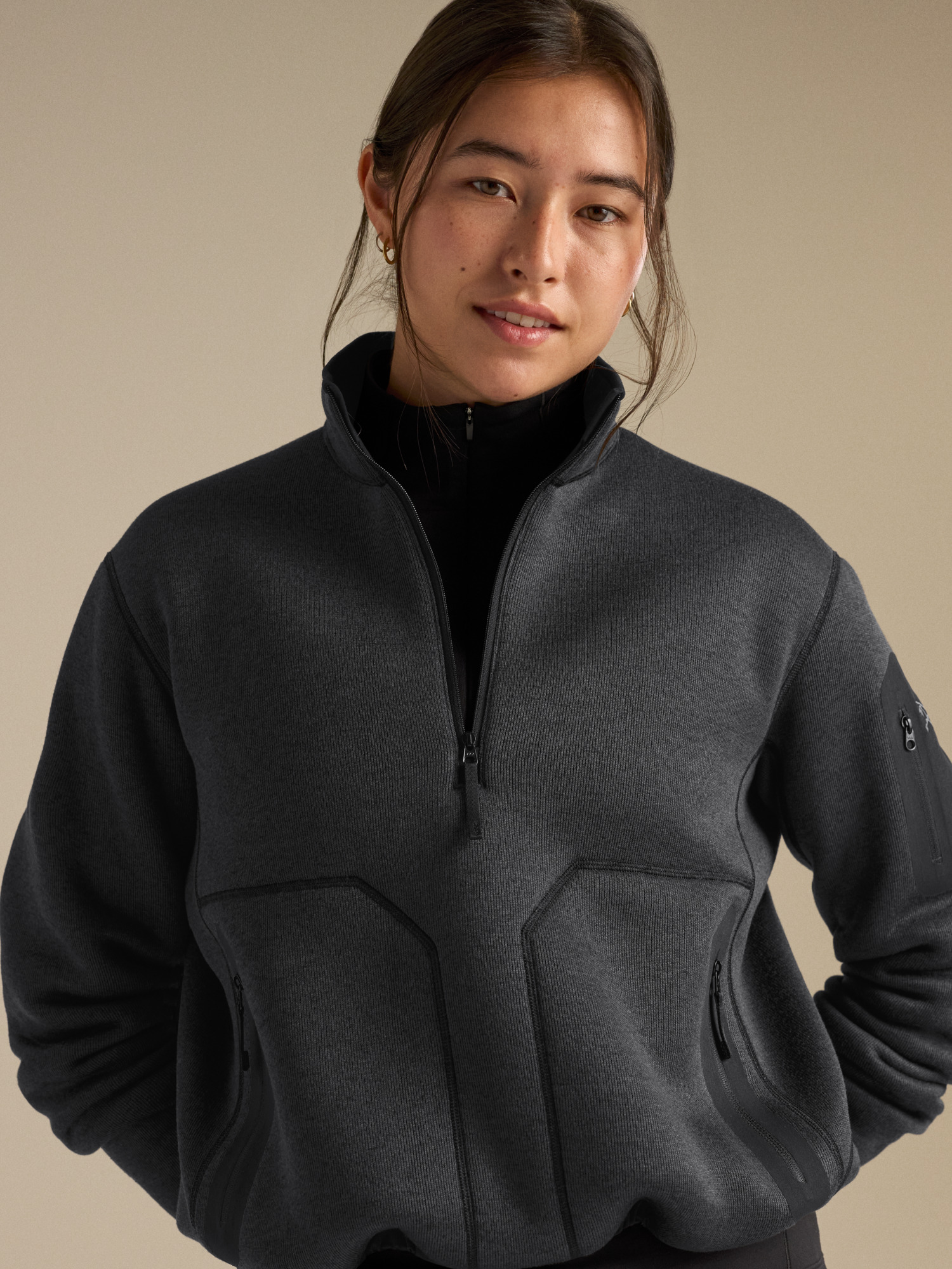 커버트 1/2 짚 넥 여성 - BLACK HEATHER - 7