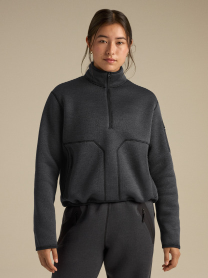 커버트 1/2 짚 넥 여성 - BLACK HEATHER - 1