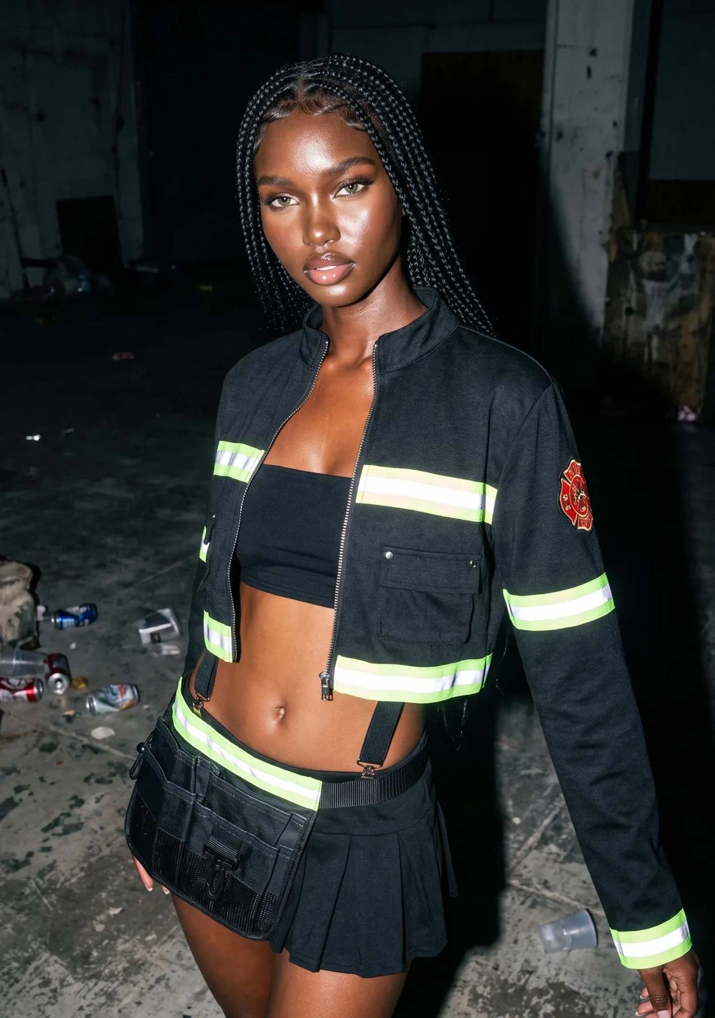 911 Firefighter Costume - BLACK