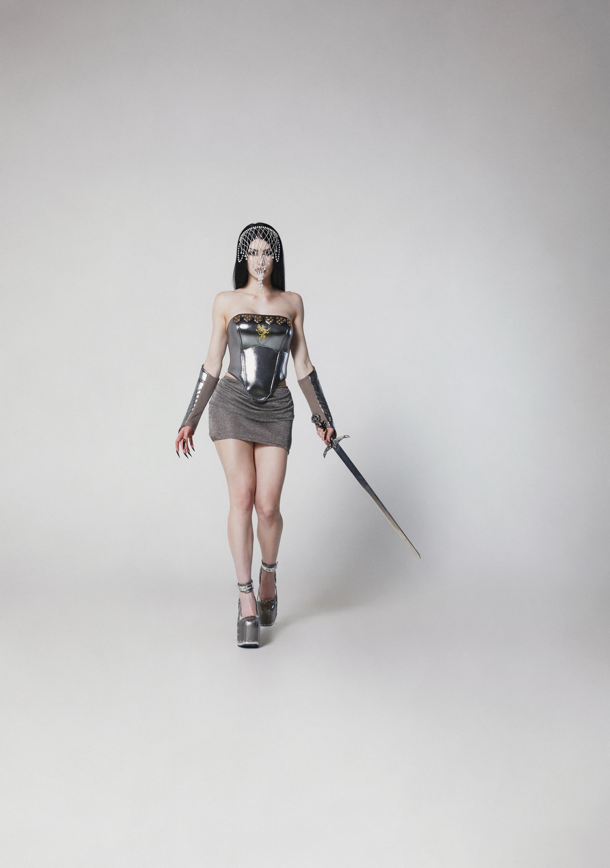 Joan of Arc Corset Armor Costume - SILVER