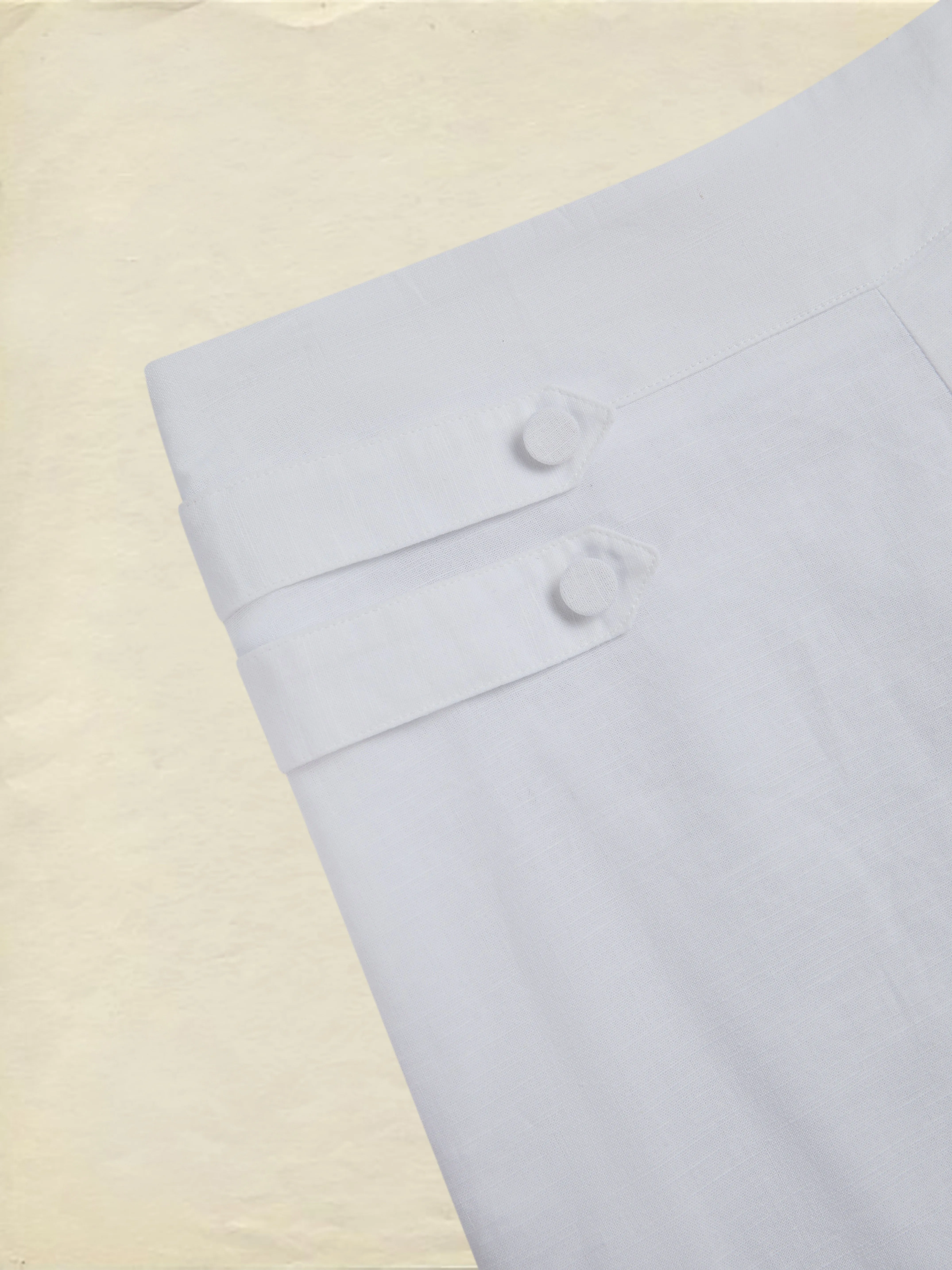 Cotton Pants, Plain, French Vintage, White - White