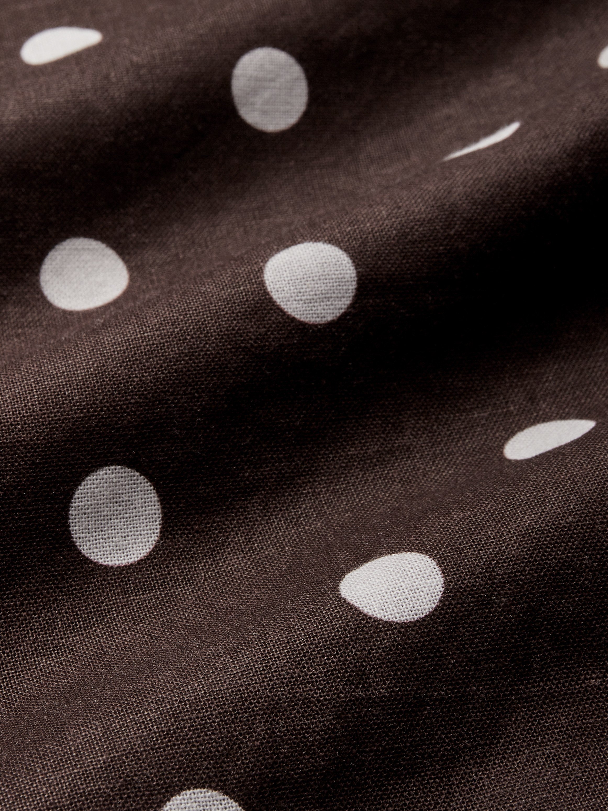 Midi Cotton Dress , Sleeveless, Shawl Collar, Polka Dots, Button Design, French Vintage, Purplish Blue - Purplish Blue