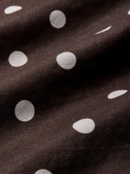 Midi Cotton Dress , Sleeveless, Shawl Collar, Polka Dots, Button Design, French Vintage, Purplish Blue - Purplish Blue