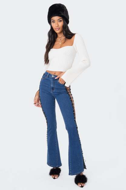 Robbie Sweetheart Knitted Top - CREAM