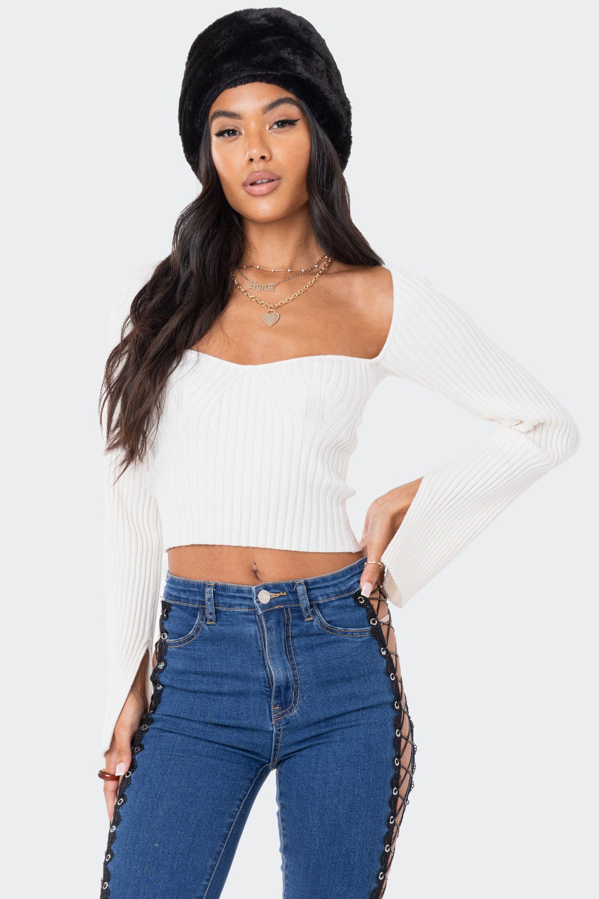 Robbie Sweetheart Knitted Top - CREAM