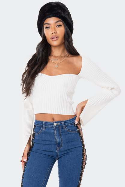 Robbie Sweetheart Knitted Top - CREAM