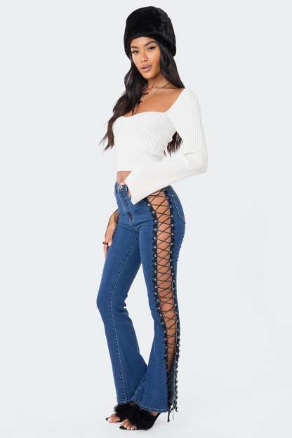 Robbie Sweetheart Knitted Top - CREAM