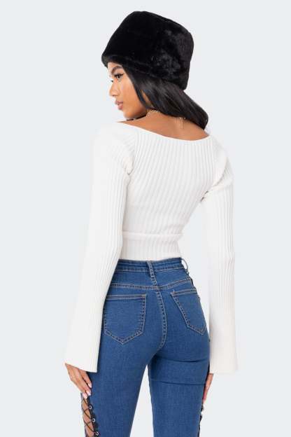 Robbie Sweetheart Knitted Top - CREAM