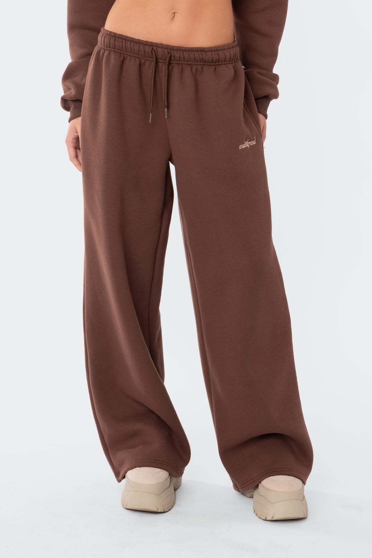 Brenna Low Rise Wide Sweatpants - BROWN