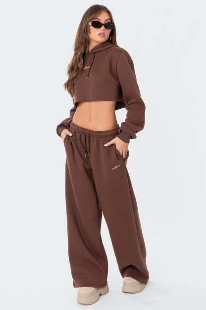 Brenna Low Rise Wide Sweatpants - BROWN