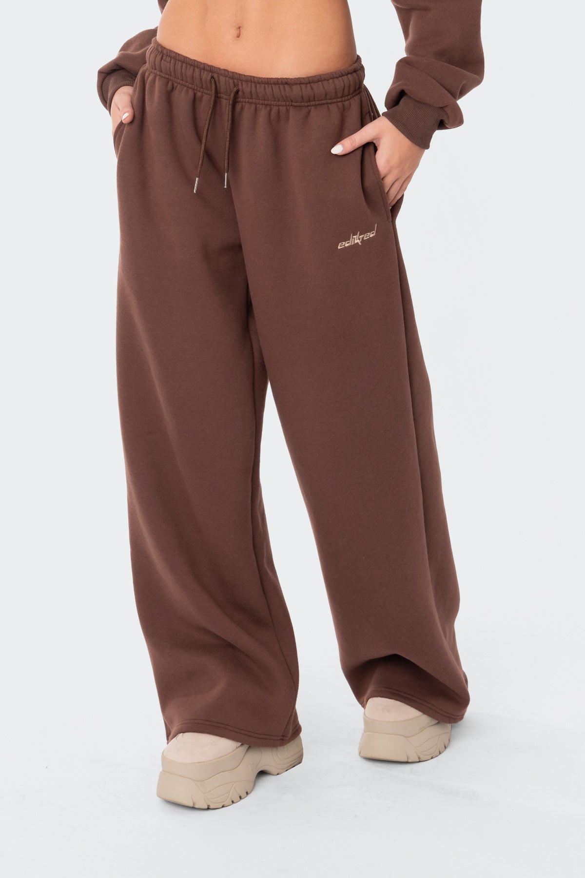 Brenna Low Rise Wide Sweatpants - BROWN