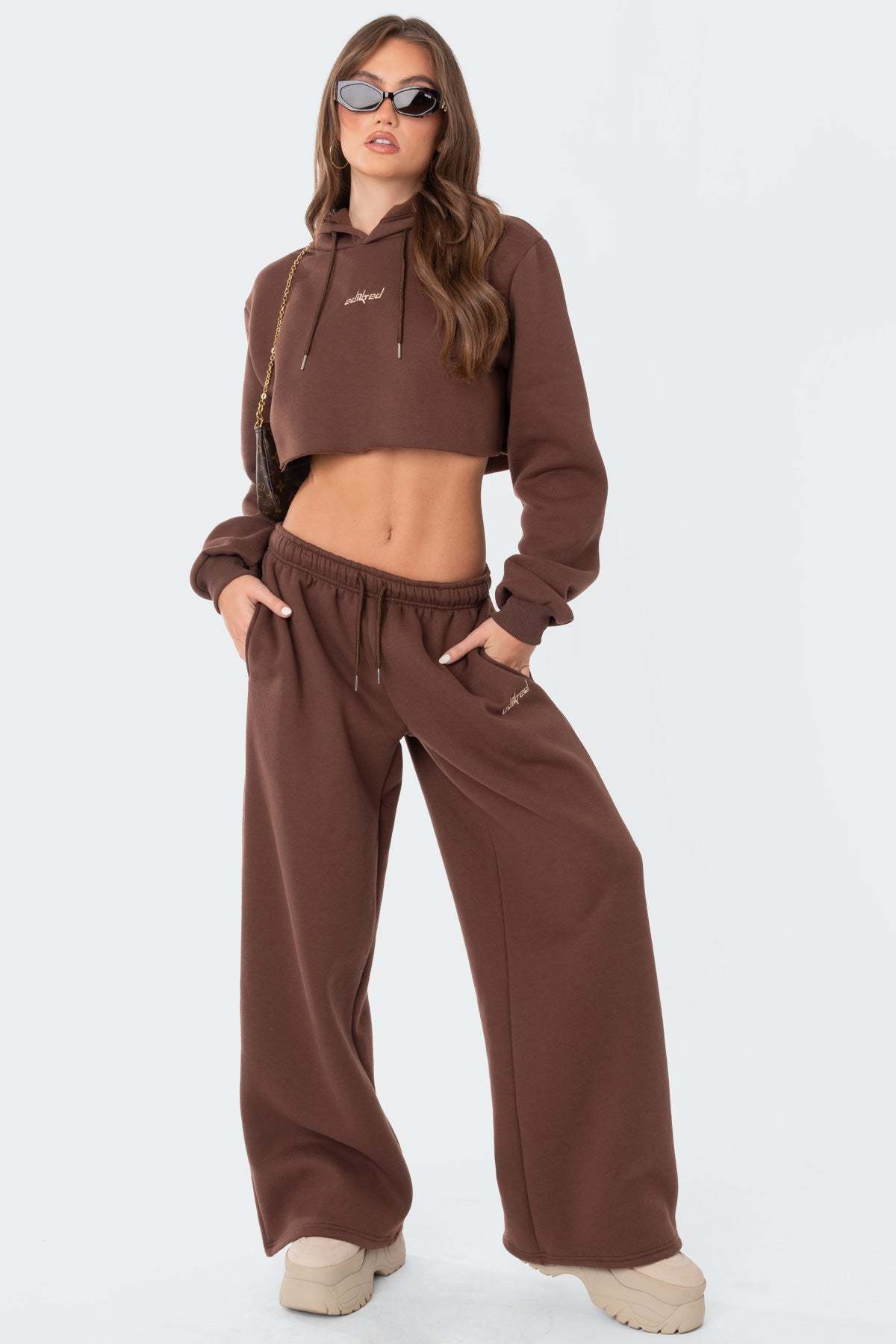 Brenna Low Rise Wide Sweatpants - BROWN