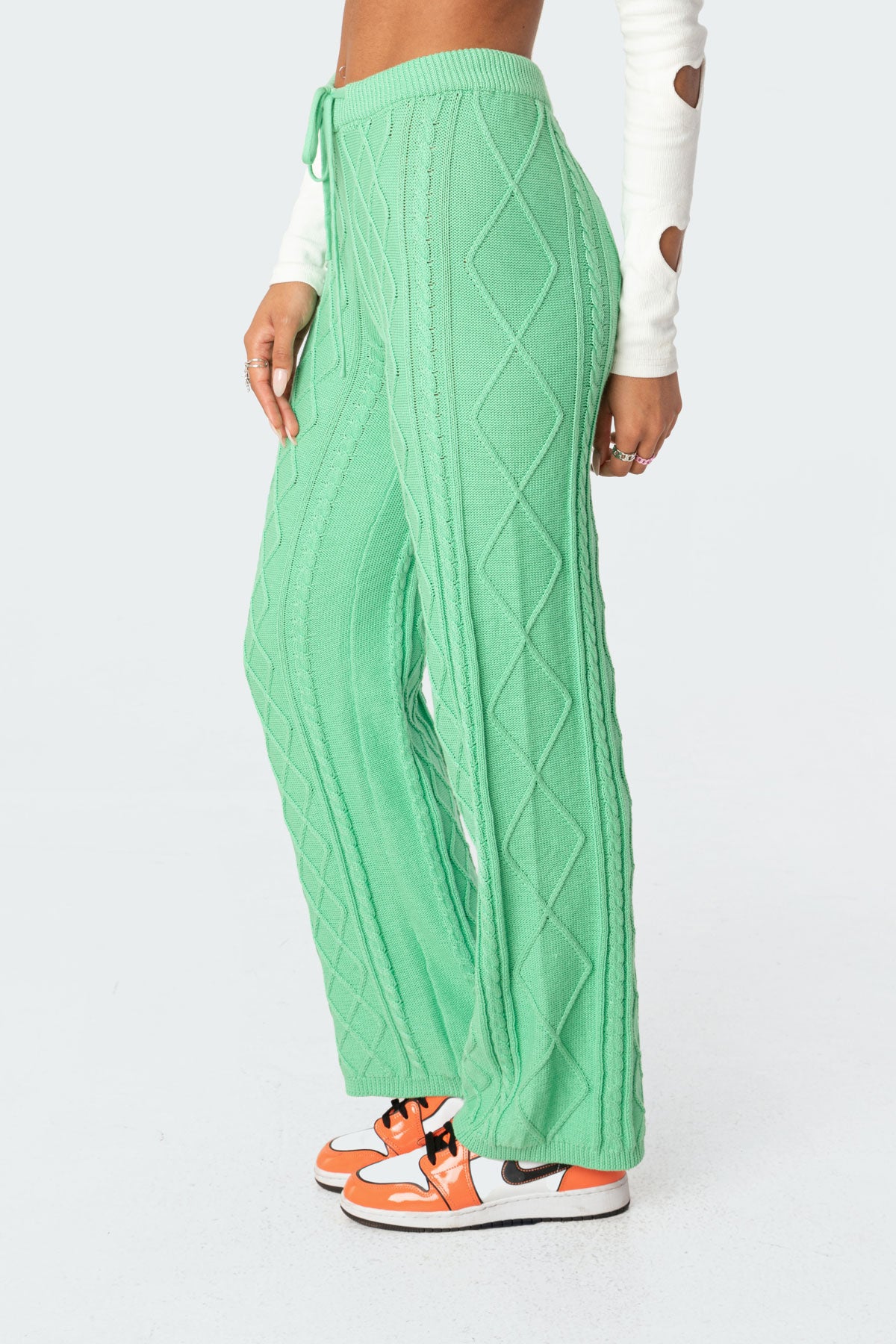 Kasey Cable Knit Pants - GREEN