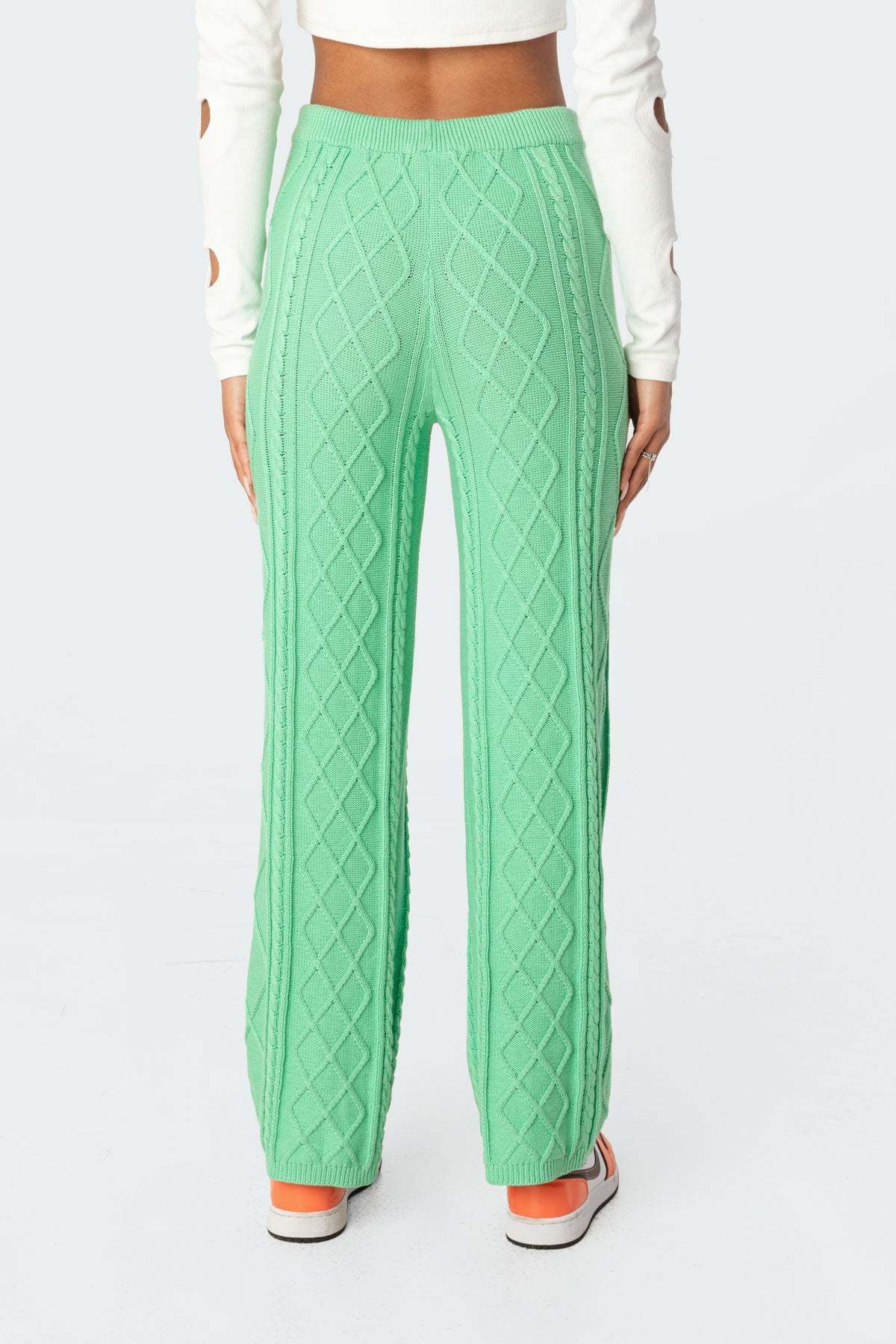 Kasey Cable Knit Pants - GREEN