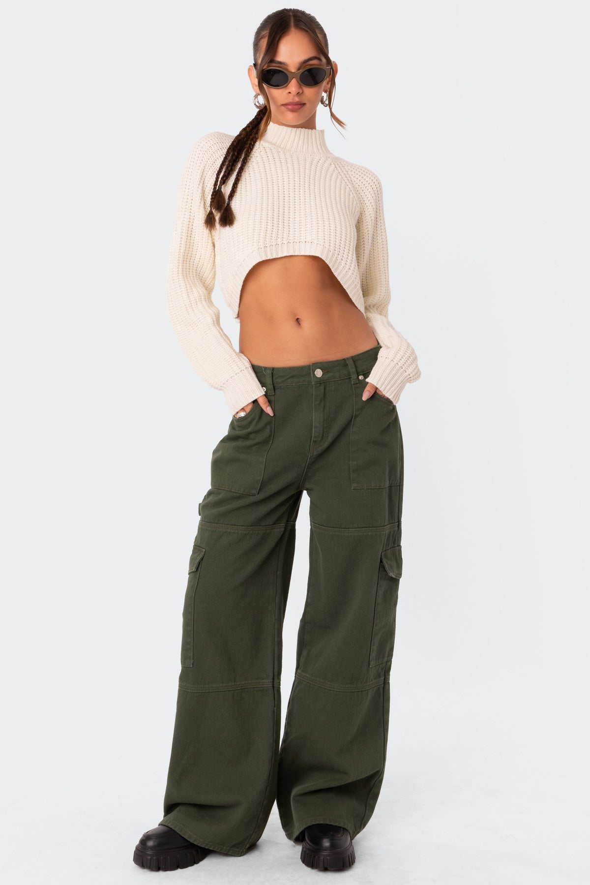 Ember Denim Cargo Pants - OLIVE