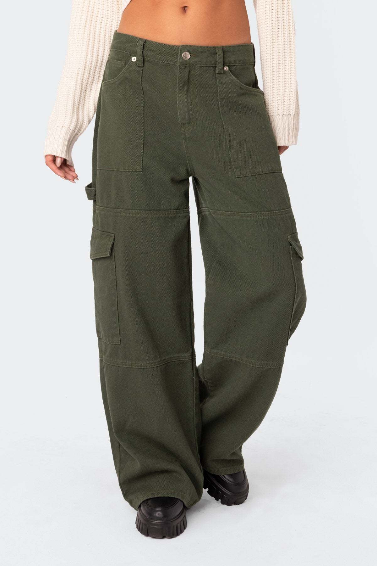 Ember Denim Cargo Pants - OLIVE