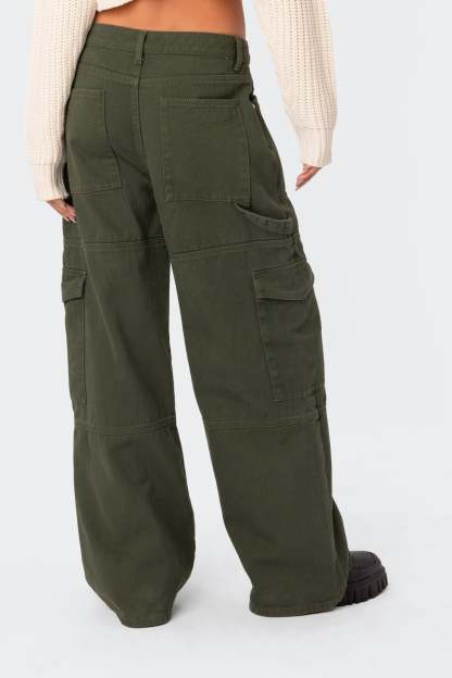 Ember Denim Cargo Pants - OLIVE