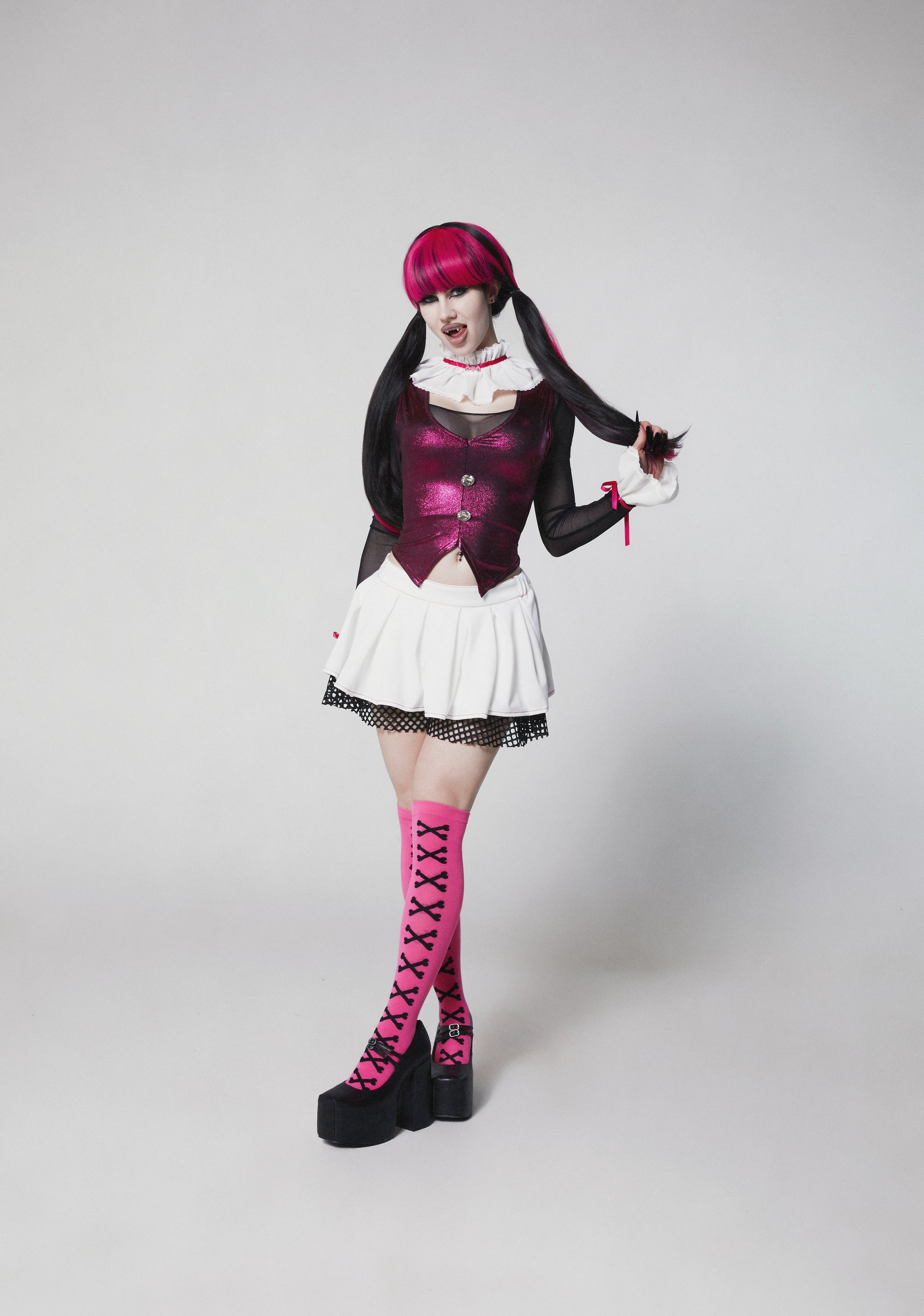 Vampire High School Doll Costume and Wig Set - PINK