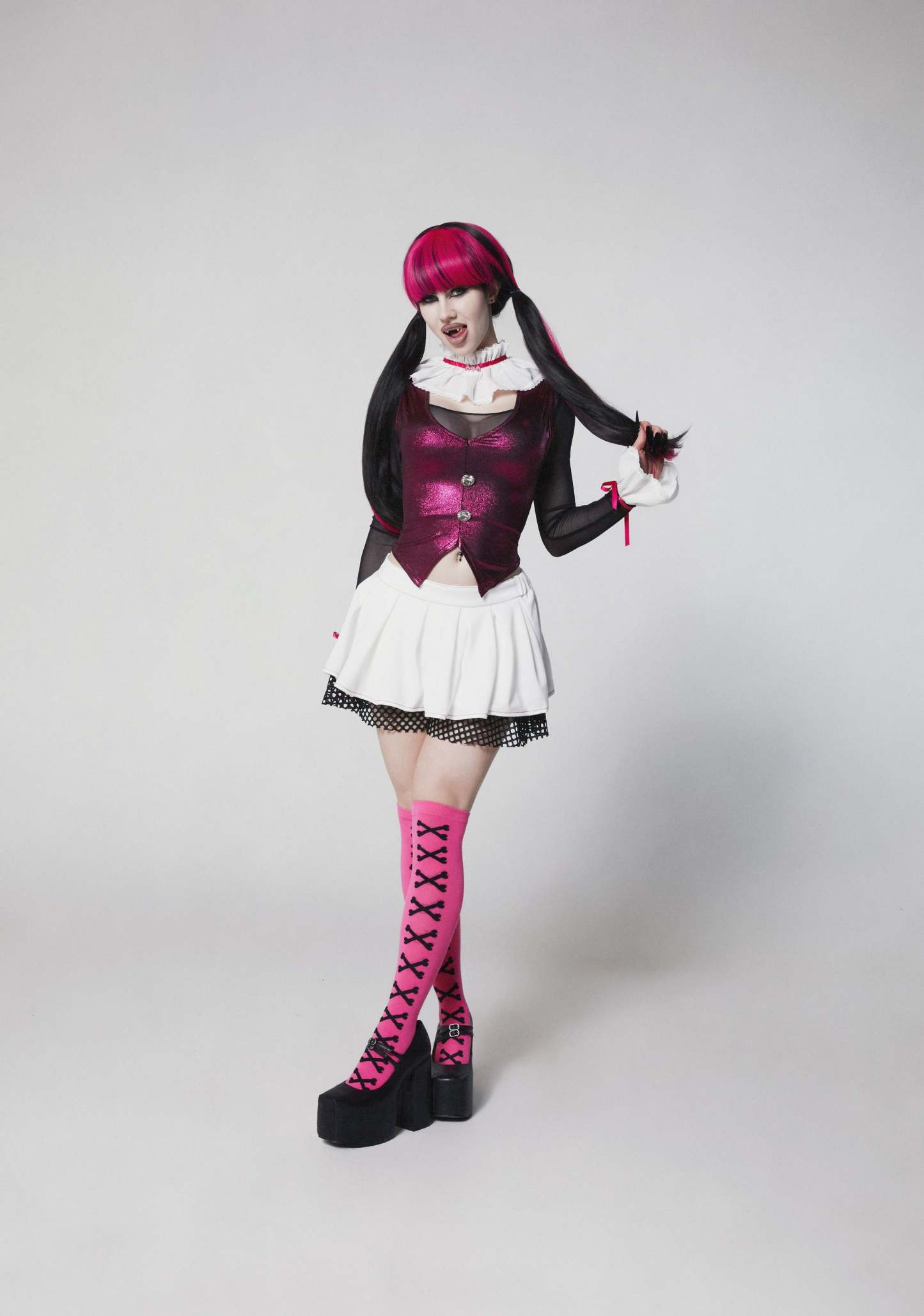 Vampire High School Doll Costume and Wig Set - PINK