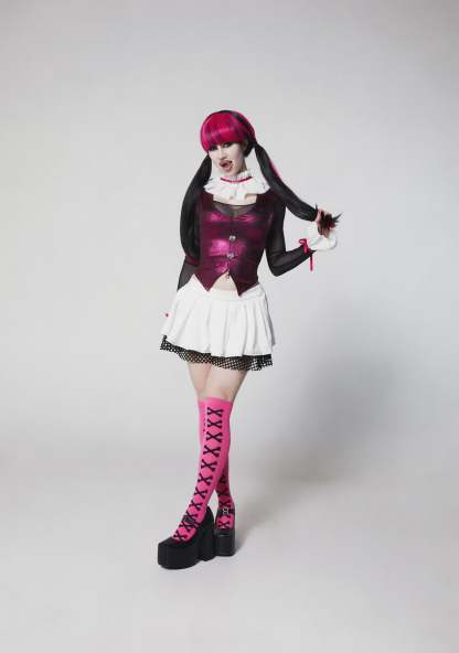 Vampire High School Doll Costume and Wig Set - PINK