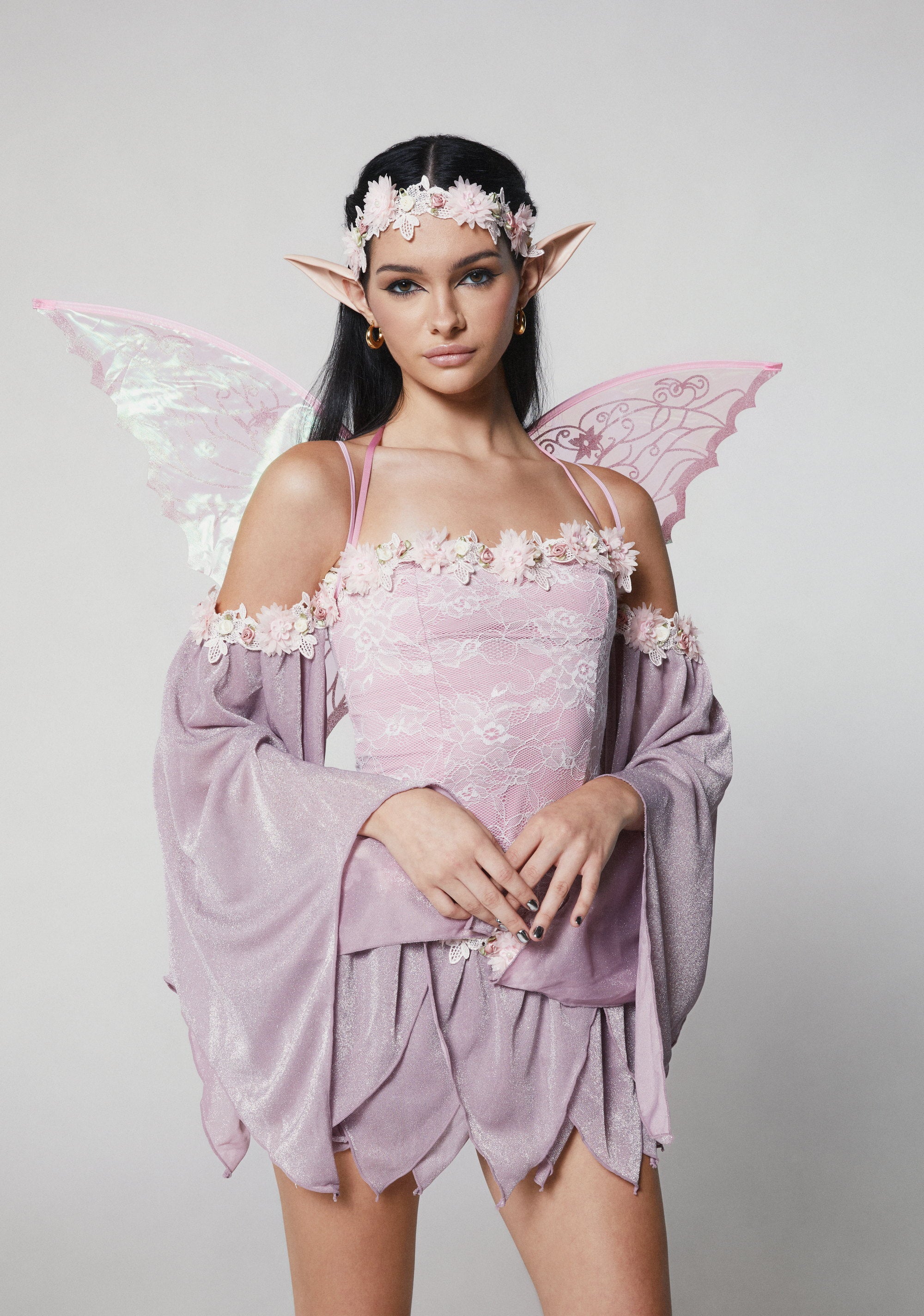 Woodland Fairy Costume with Flower Crown - LIGHT PURPLE